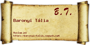 Baronyi Tália névjegykártya